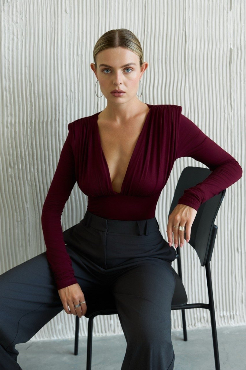 Бордове боді з підплічниками FW2024 BLAZH.